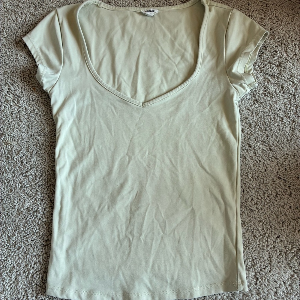 Garage Sleek Sweetheart Anise Yellow Short Sleeve Top